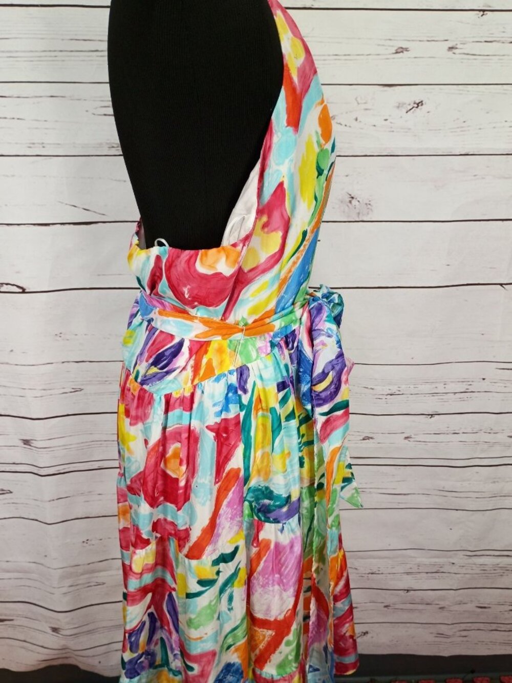 Lauren Ralph Lauren Multicolor Halter Maxi Dress Size 14 100% Silk Floral Abstra - Picture 3 of 8